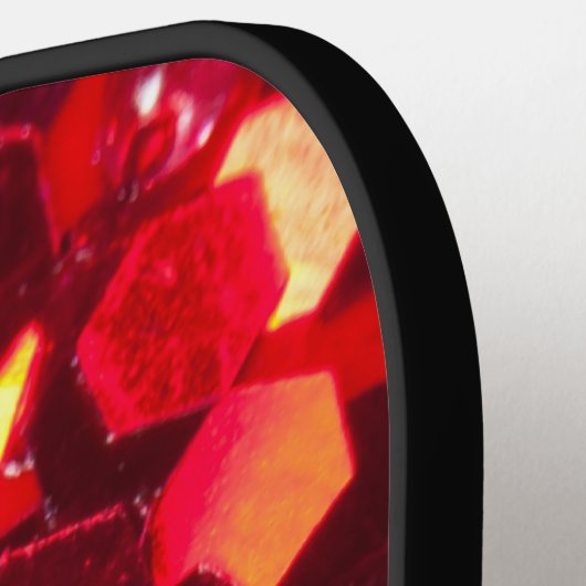 Rotes abstraktes Mosaikmuster Glitzer-Muster Monog Pickleball Schläger (Linke Seite)