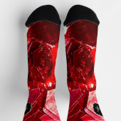 Rotes abstraktes Mosaikmuster Glitzer-Muster Monog Socken (Oben)