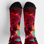 Rotes abstraktes Mosaikmuster Glitzer-Muster Monog Socken (Oben)