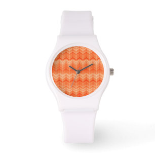 Rotes abstraktes Zickzacktextilmuster Armbanduhr