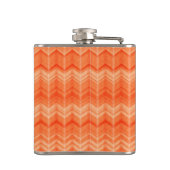 Rotes abstraktes Zickzacktextilmuster Flachmann (Rückseite)