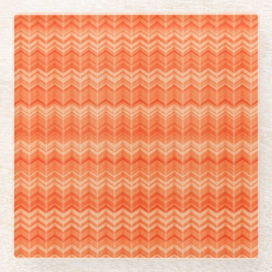 Rotes abstraktes Zickzacktextilmuster Glasuntersetzer (Vorderseite)