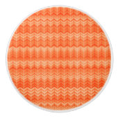 Rotes abstraktes Zickzacktextilmuster Keramikknauf (Vorderseite)