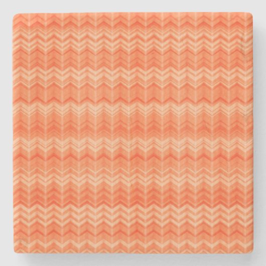 Rotes abstraktes Zickzacktextilmuster Steinuntersetzer (Vorderseite)