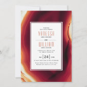 Rotes Achatstück und Rahmen-Hochzeit im Herbst Einladung (Vorderseite)