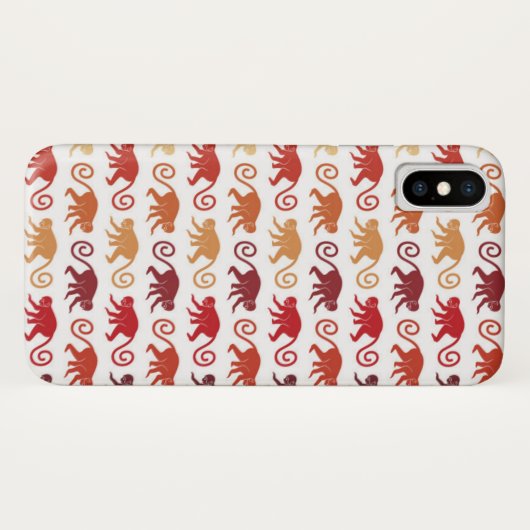 Rotes Affe-Muster Case-Mate iPhone Hülle (Rückseite (Horizontal))