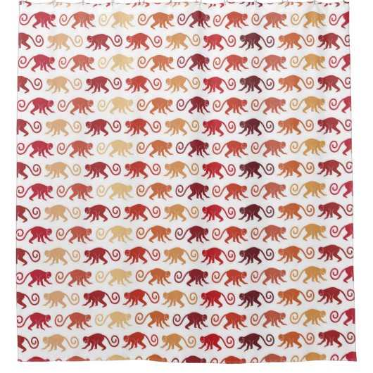 Rotes Affe-Muster Duschvorhang (Vorderseite)