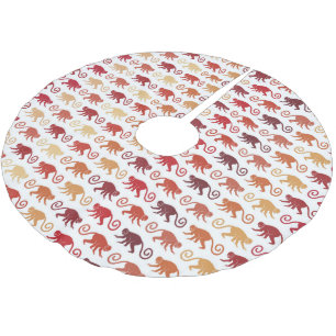 Rotes Affe-Muster Polyester Weihnachtsbaumdecke