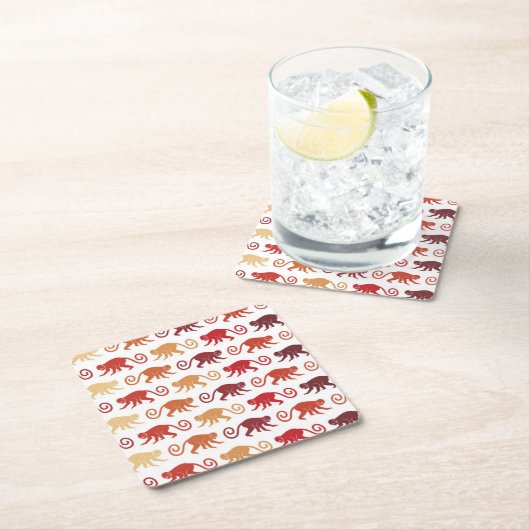 Rotes Affe-Muster Rechteckiger Pappuntersetzer (Vor Ort)