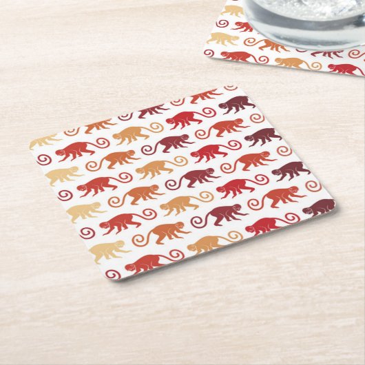 Rotes Affe-Muster Rechteckiger Pappuntersetzer (angewinkelt)