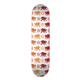 Rotes Affe-Muster Skateboard