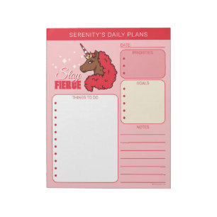 Rotes Afro Einhorn Notizblock