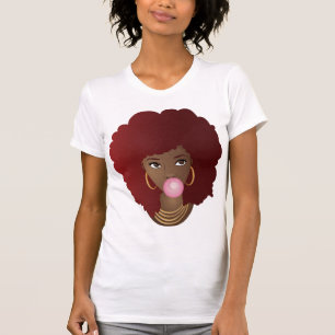 Rotes Afro, Poppingrosa Kaugummi-T - Shirt
