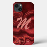 Rotes Agate-Marmor hellrosa Monogramm und Name