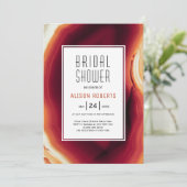 Rotes agate Slice Hochzeit im Herbst Brautparty Einladung (Stehend Vorderseite)