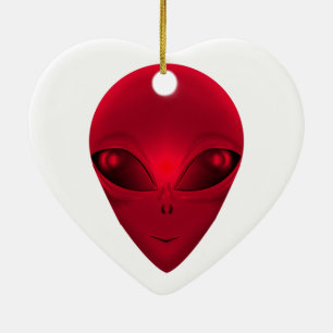 ROTES ALIEN KERAMIK ORNAMENT