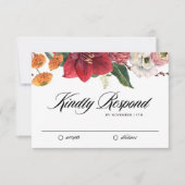 Rotes Amaryllis Botanische Winterhochzeit RSVP Karte (Vorderseite)