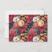 Rotes Amaryllis Botanische Winterhochzeit RSVP Karte (Rückseite)