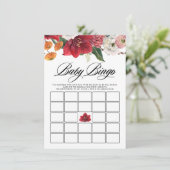 Rotes Amaryllis Brautparty Bingo Game Begleitkarte (Stehend Vorderseite)