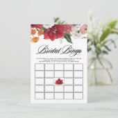 Rotes Amaryllis Brautparty Bingo Game Begleitkarte (Stehend Vorderseite)