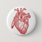 Rotes anatomisches Herz Button (Vorderseite)