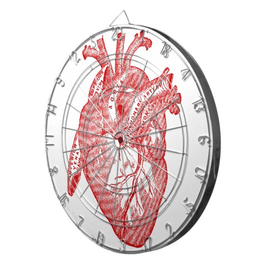 Rotes anatomisches Herz Dartscheibe (Vorderseite rechts)