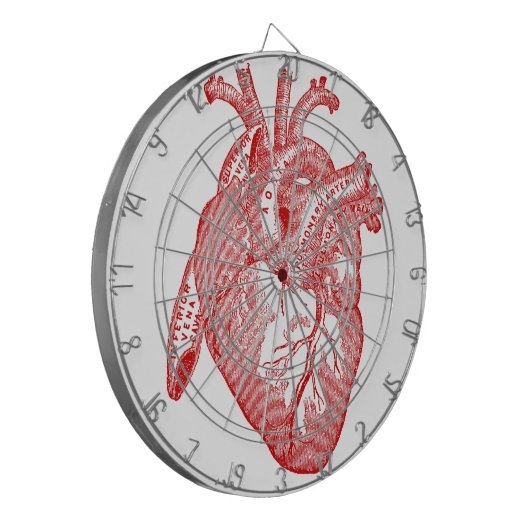 Rotes anatomisches Herz Dartscheibe (Vorderseite Links)