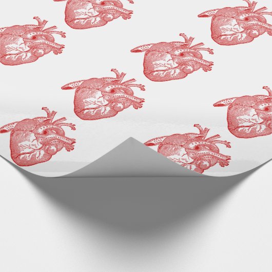 Rotes anatomisches Herz Geschenkpapier (Ecke)