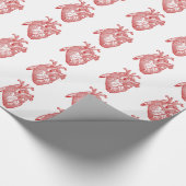 Rotes anatomisches Herz Geschenkpapier (Ecke)