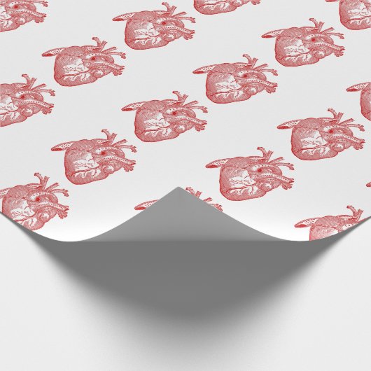 Rotes anatomisches Herz Geschenkpapier (Ecke)