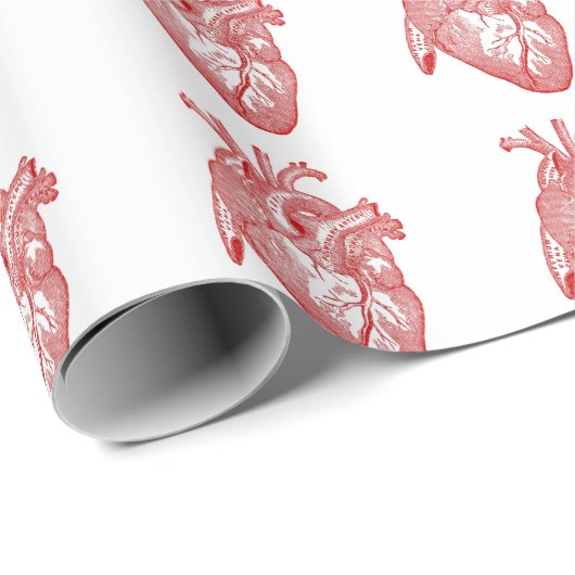 Rotes anatomisches Herz Geschenkpapier (Rolleneckpunkt)