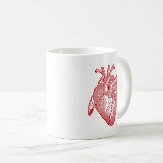 Rotes anatomisches Herz Kaffeetasse (VorderseiteRechts)