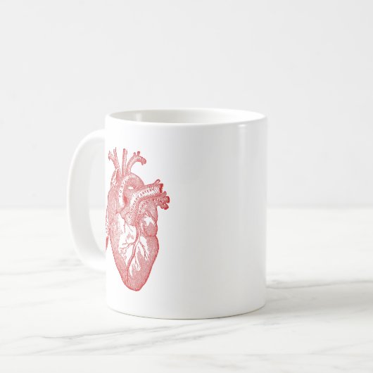 Rotes anatomisches Herz Kaffeetasse (Vorderseite Links)