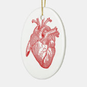 Rotes anatomisches Herz Keramikornament (Links)