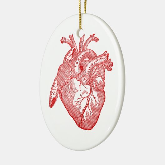 Rotes anatomisches Herz Keramikornament (Links)