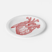 Rotes anatomisches Herz Pappteller (Schrägansicht)