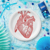 Rotes anatomisches Herz Pappteller (Party)