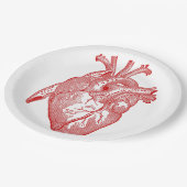Rotes anatomisches Herz Pappteller (Schrägansicht)