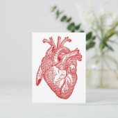Rotes anatomisches Herz Postkarte (Stehend Vorderseite)