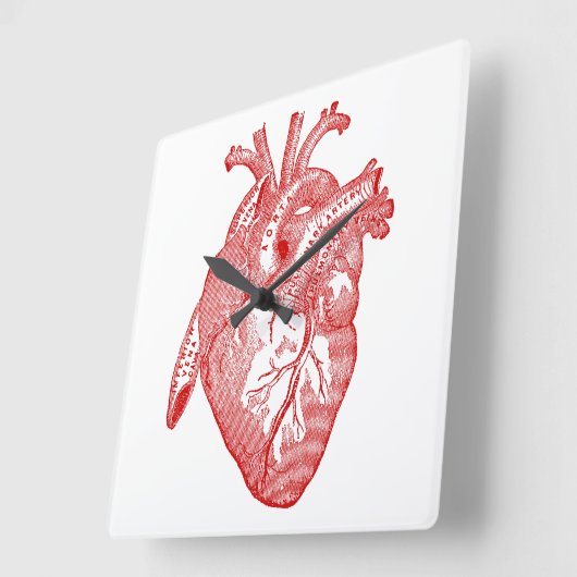 Rotes anatomisches Herz Quadratische Wanduhr (Winkel)