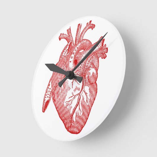 Rotes anatomisches Herz Runde Wanduhr (Winkel)