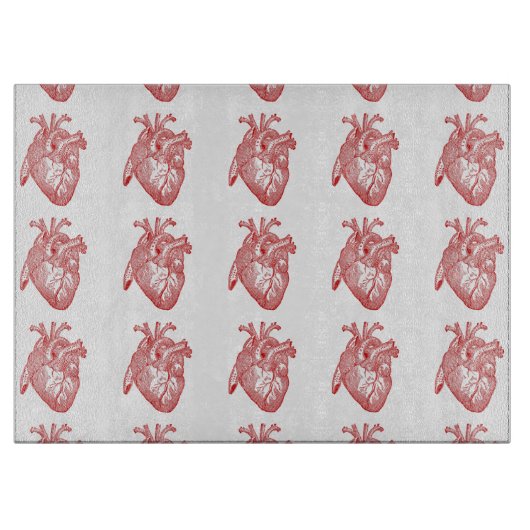 Rotes anatomisches Herz Schneidebrett (Vorderseite)