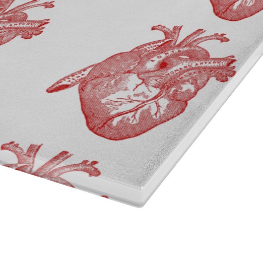 Rotes anatomisches Herz Schneidebrett (Ecke)