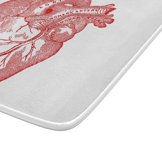 Rotes anatomisches Herz Schneidebrett (Ecke)