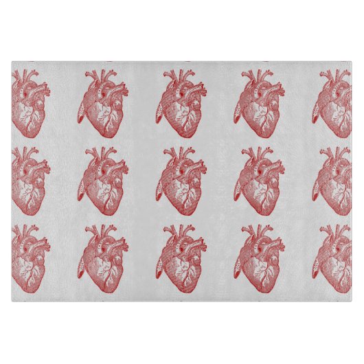 Rotes anatomisches Herz Schneidebrett (Vorderseite)