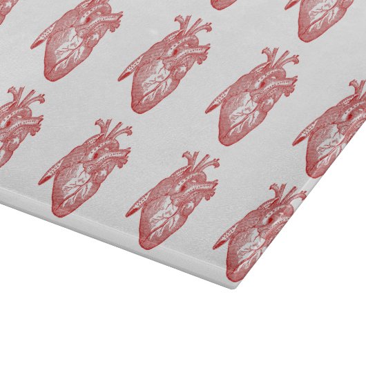 Rotes anatomisches Herz Schneidebrett (Ecke)