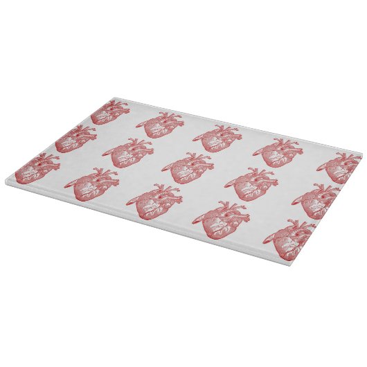 Rotes anatomisches Herz Schneidebrett (Ecke)