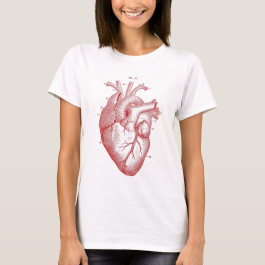 Rotes anatomisches Herz T-Shirt (Vorderseite)