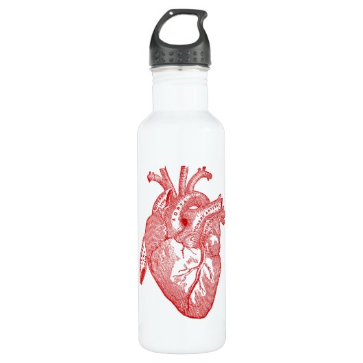 Rotes anatomisches Herz Trinkflasche (Vorderseite)
