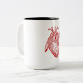 Rotes anatomisches Herz Zweifarbige Tasse (Vorderseite Links)